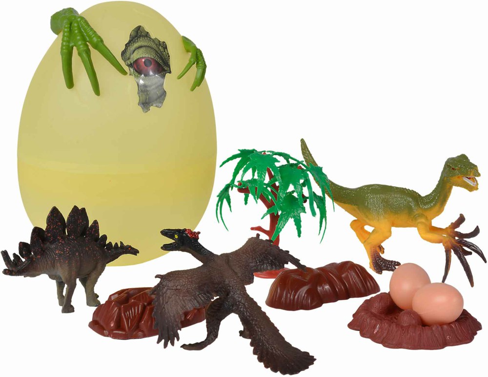 020-104342553 Dino Ei mit Dinos und Zubehör,