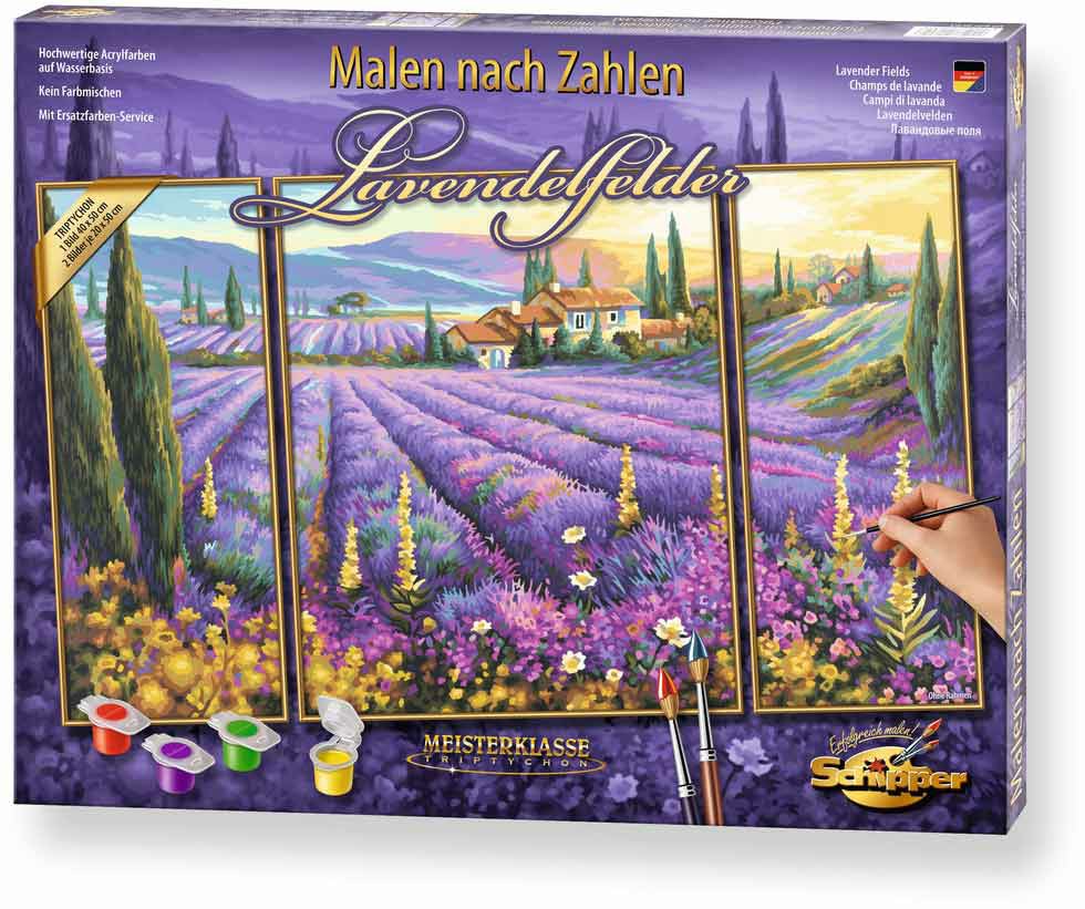 Lavendelfelder 609260604 Malen nach Zahlen Schipper 50x80cm Triptychon Lavendel