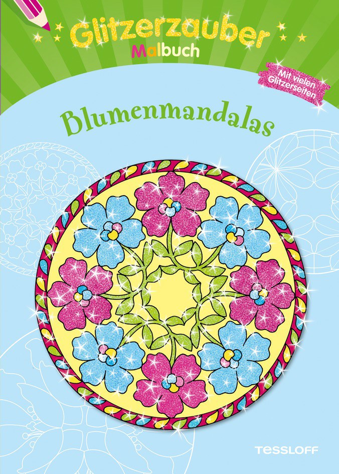 129-378863923 Glitzerzauber-Malbuch. Blumenm