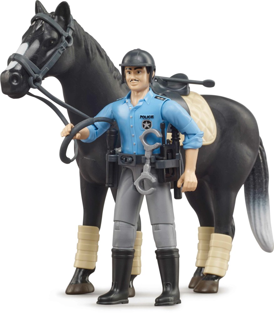 BRUDER bworld Spielzeug Spielfigur berittener Polizist Polizei mit Pferd 62507 