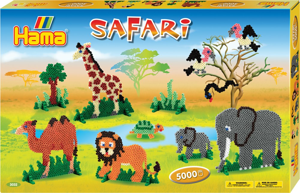 Hama 3041 Safari Tiere Midi 5000 Bügelperlen Set Super Geschenkpackung Stützen 
