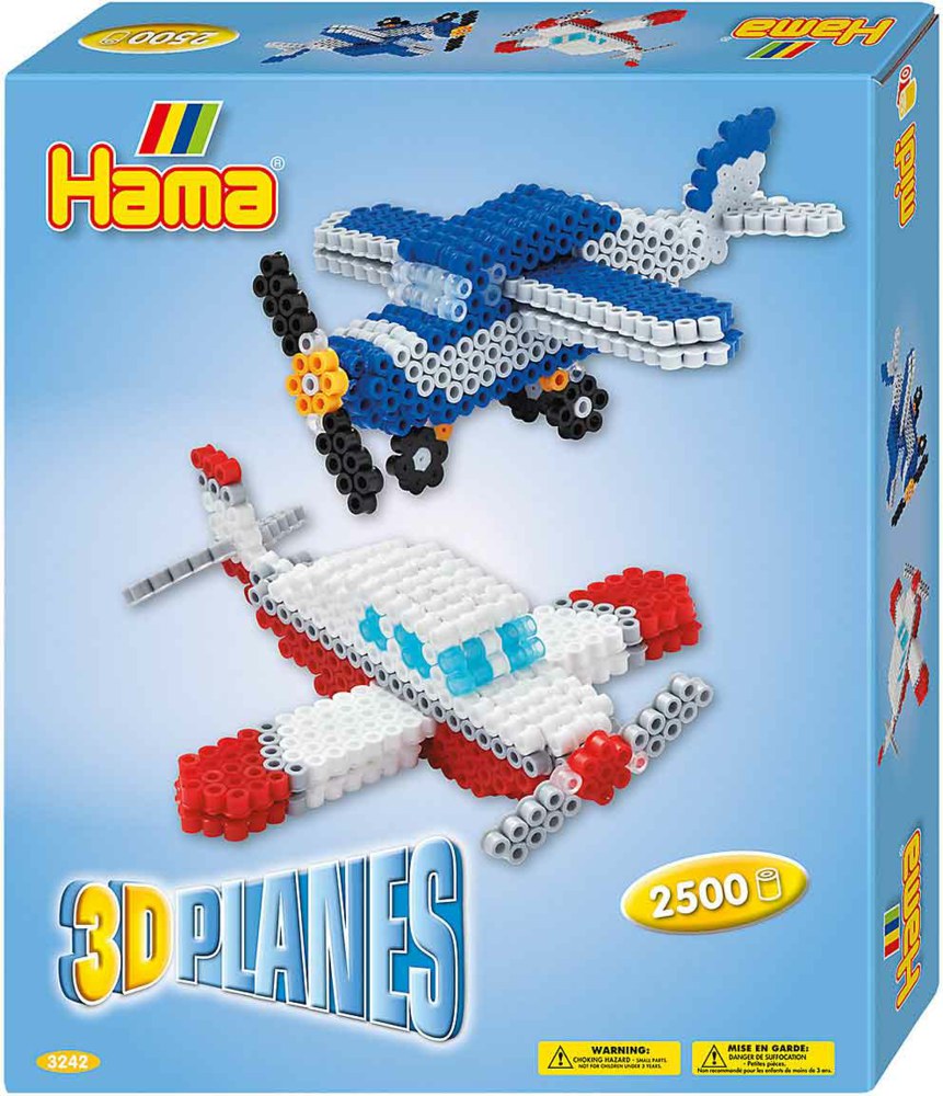 Hama Midi 3242 0028178032425 Geschenkpackung 3 D Flugzeuge Hama Bugelperlen Ab 5 Jahren