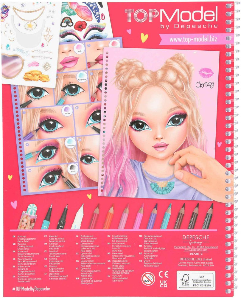 Sticker Create your TOPModel Make-Up-Malbuch für Mädchen mit 20 Malvorlagen 