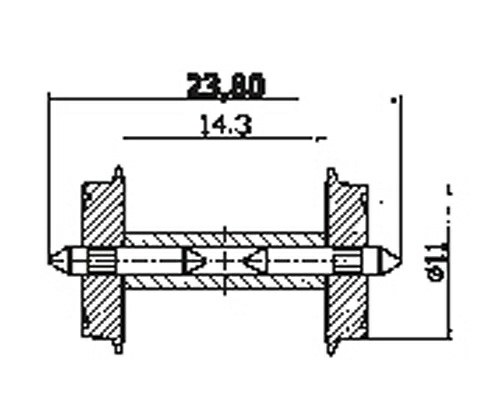 321-40193 DC-Radsatz 11 mm mit geteilter