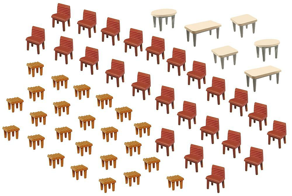 328-180438 7 Tische und 48 Stühle Faller 