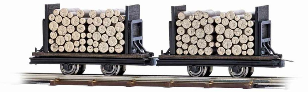 329-12211 2 Wagen mit Rundholz Busch Mod