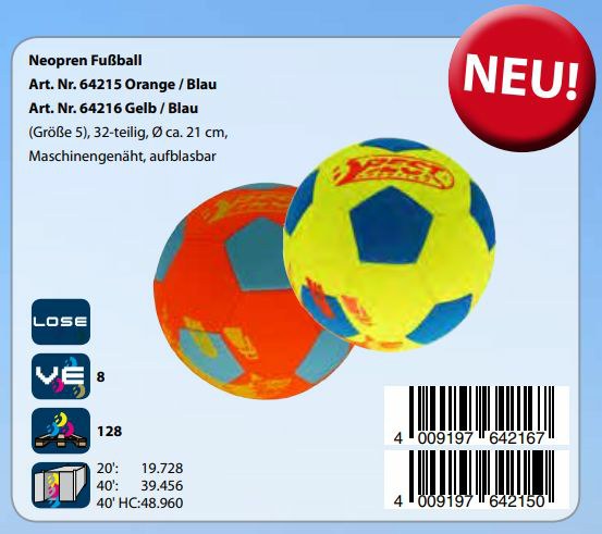 990-64216 Neopren Fußball - gelb/blau Be