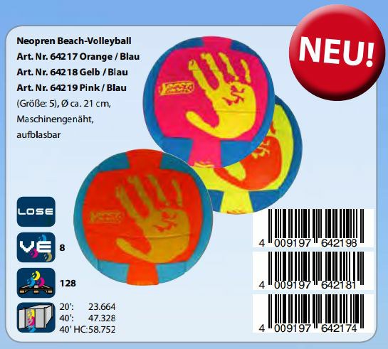 990-64218 Neopren Beach-Volleyball - gel