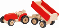 266-55942 Traktor rot mit Anhänger Goki 